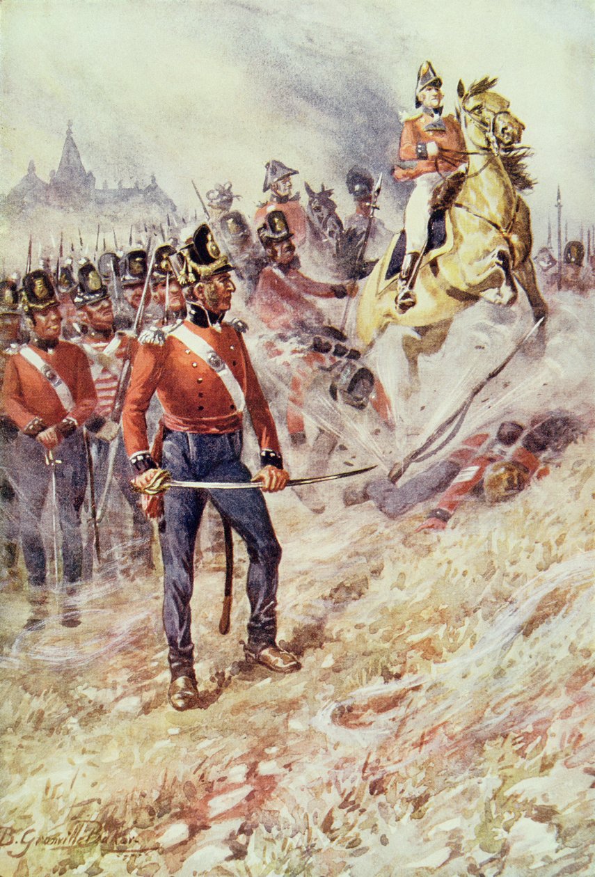 Sir John Moore (1761-1809) Corunnán, 1809. január 16., a Sir Evelyn Wood (1838-1919) által szerkesztett „British Battles on Land and Sea” című könyvéből, amely először 1915-ben jelent meg alkotó: B. Granville Baker