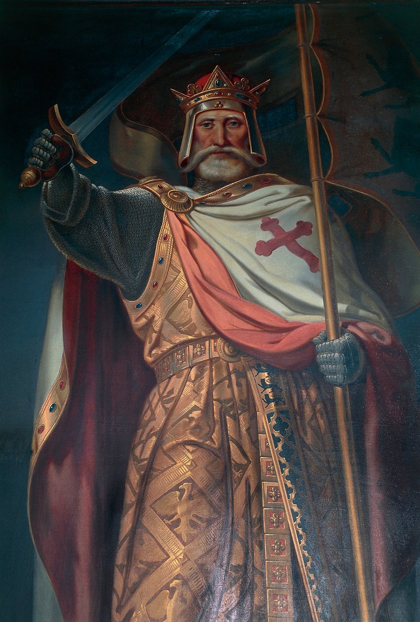Csehország, Dél-Csehország, Rozmberk vára, keresztes lovag, B. Strobl freskója, részlet alkotó: B. Strobl