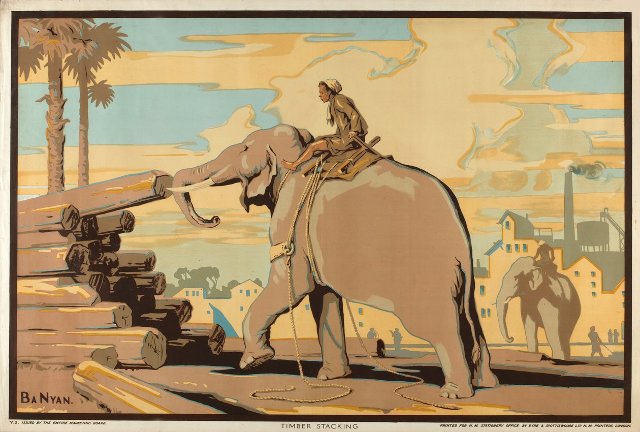 Fahalmozás, a „Burma: A gazdag erőforrások földje” sorozatból (színes litho) alkotó: Ba Nyan