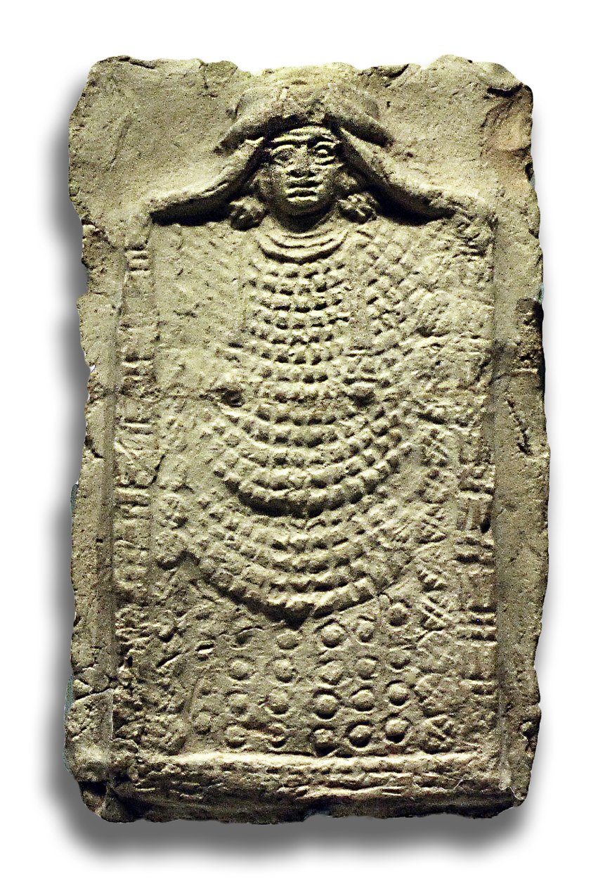 Egy babiloni istenséget ábrázoló dombormű (agyag) alkotó: Babylonian