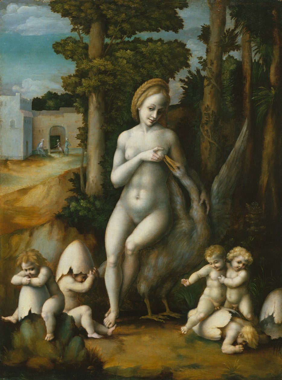 Léda és a hattyú. alkotó: Bacchiacca