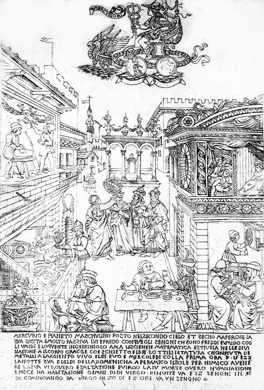 Mercury, 1464 körül (metszet) alkotó: Baccio Baldini
