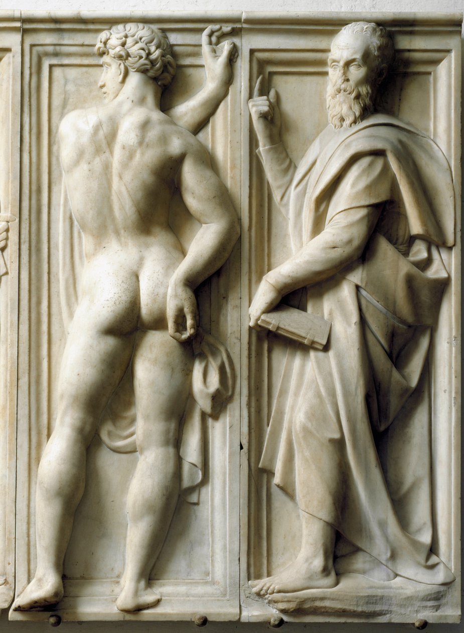 Próféta és Ignudo Alacsony márványdombormű, Baccio Bandinelli (1493-1560) alkotó: Baccio Bandinelli