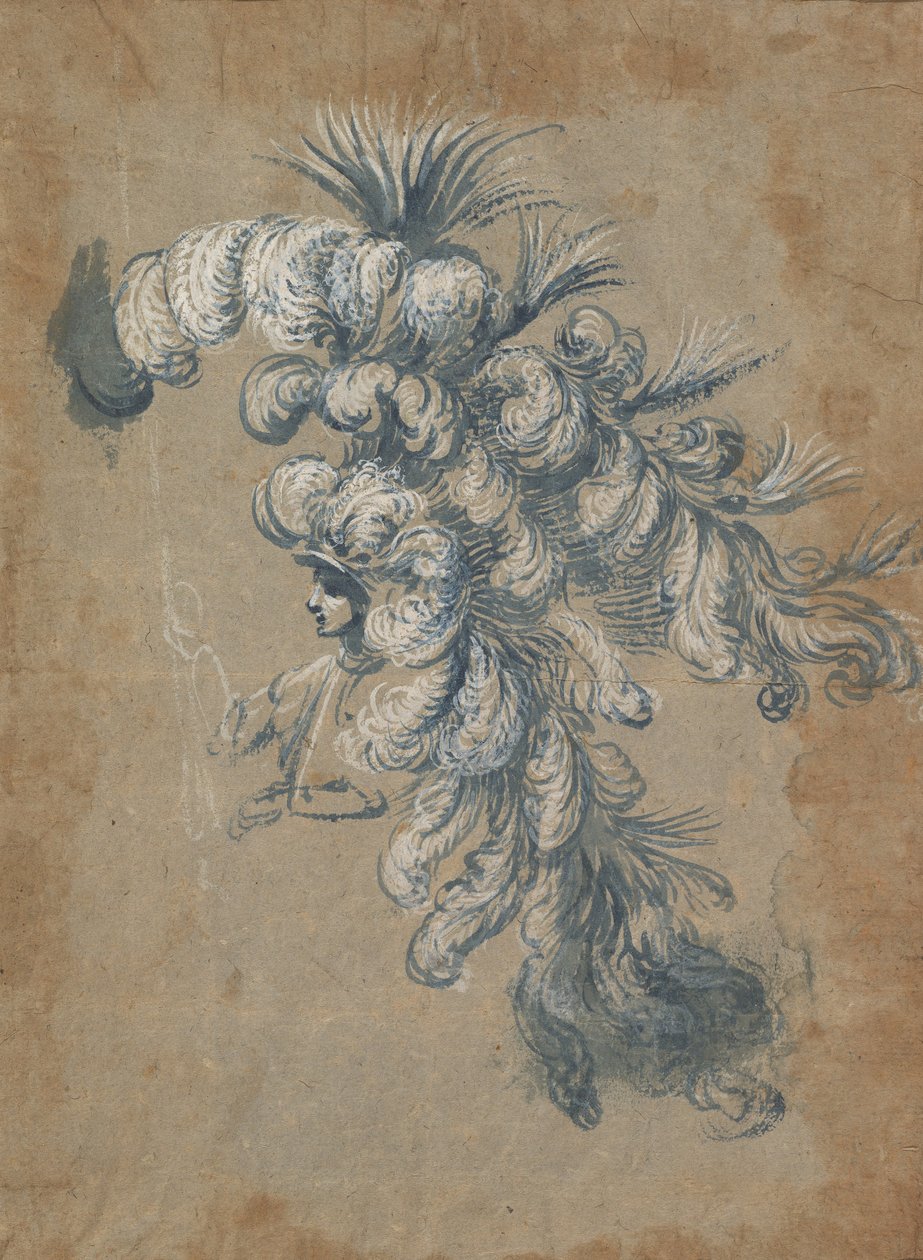 Dizájn egy pazar tollas fejdíszhez, kb. 1620-56 . alkotó: Baccio del Bianco