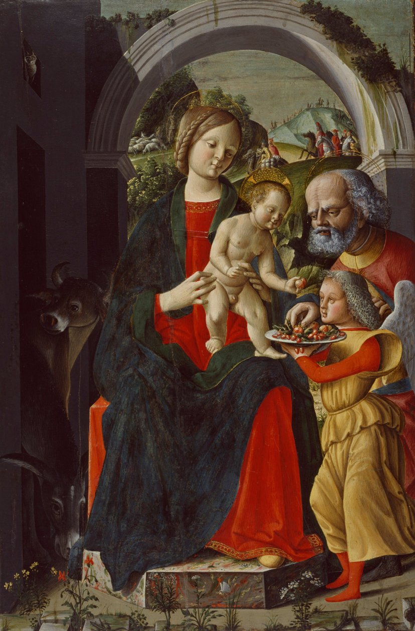A Szent Család angyallal, 1485 körül alkotó: Baldassare di Matteo Carrari