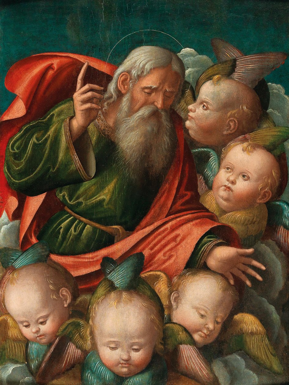 Az Atyaisten, angyalokkal körülvéve, 1510-es évek. alkotó: Baldassarre Carrari the Younger