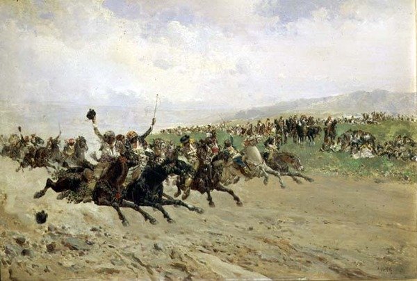 Andalúzia: Lóverseny egy vásáron, 19. század vége alkotó: Baldomero Calopre y Gimenez