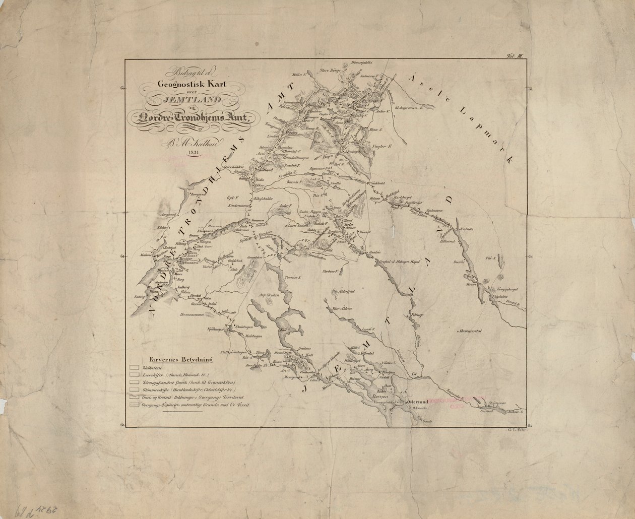 A térkép 1831 -ben jelent meg, és Jemtlandot mutatja alkotó: Baltazar Mathias Keilhau