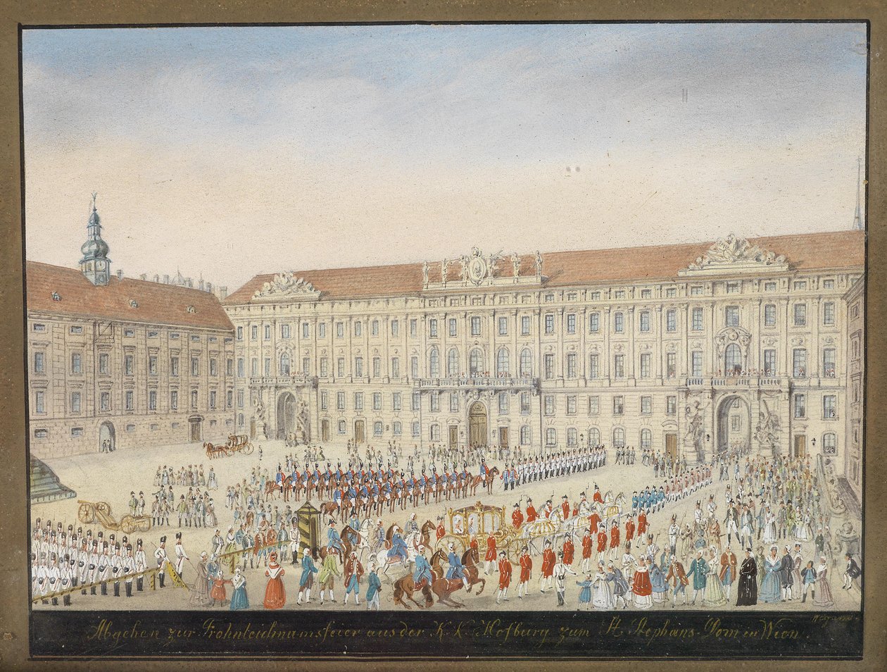 Indulás a Corpus Christi ünnepségre a k. k. Hofburgtól a bécsi Szent István -székesegyházig alkotó: Balthasar Wigand