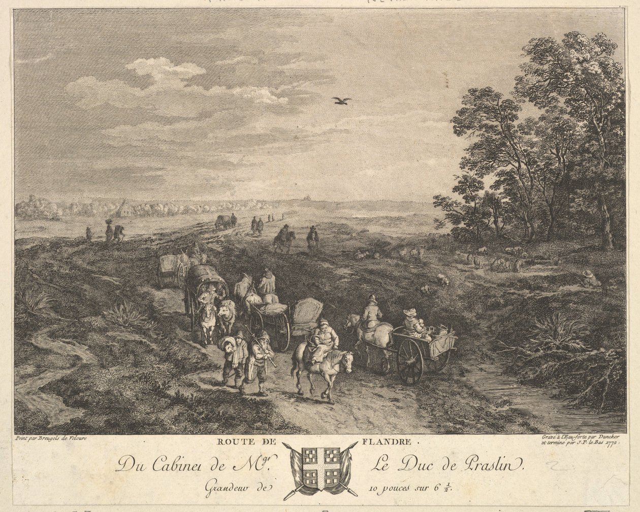 Flanders Road Route de Flandre a Praslin herceg gyűjteményében található festmény után, 1772 alkotó: Balthasar Anton Dunker