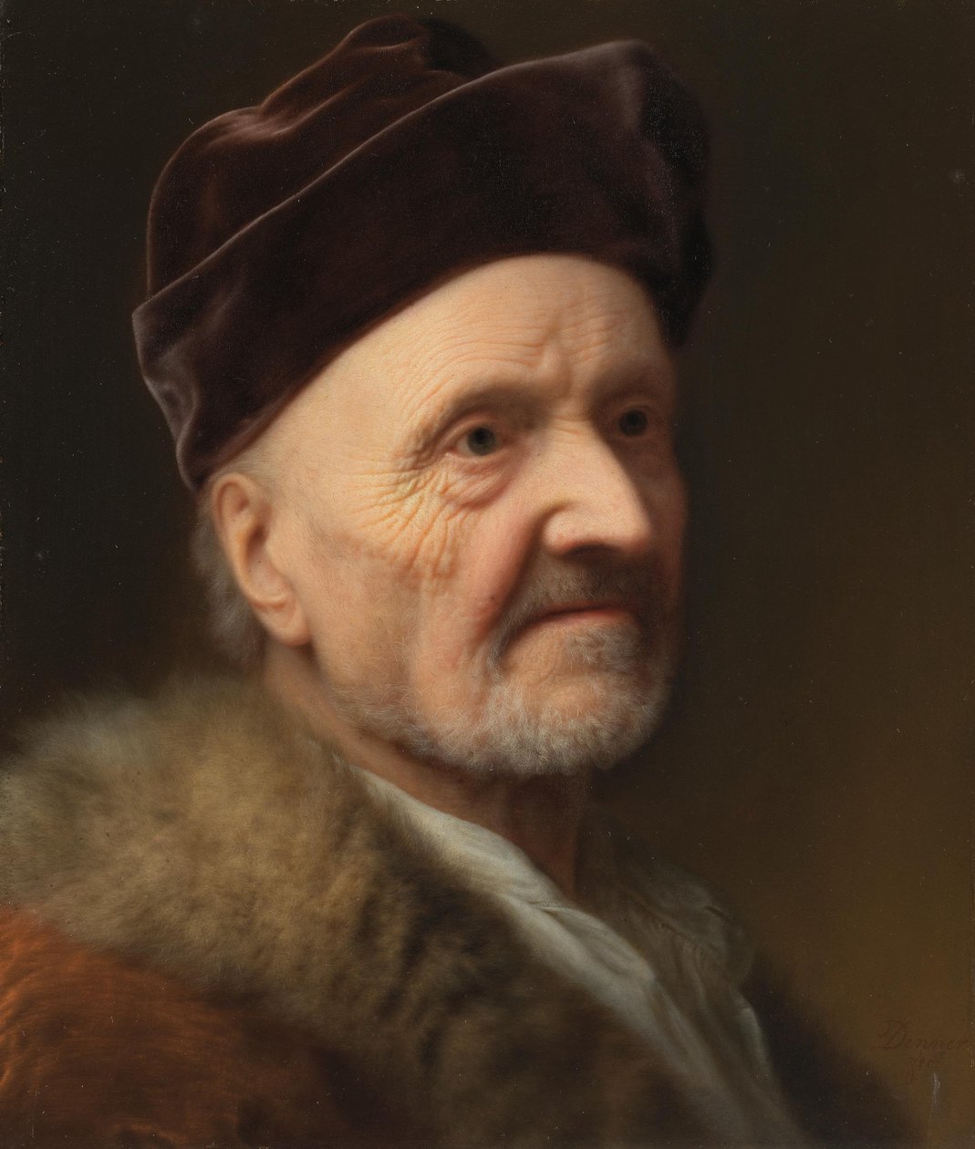 Bundát viselő öregember portréja alkotó: Balthasar Denner