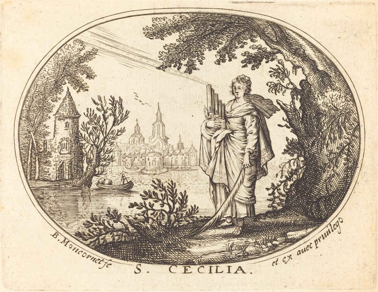 Szent Cecília egy tájban alkotó: Balthasar Moncornet