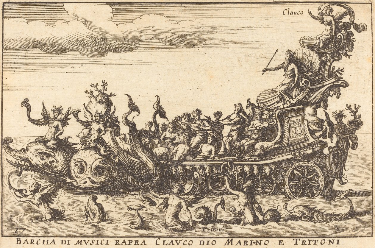Clauco isten Marino és Tritoni rapra zenészek hajója alkotó: Balthasar Moncornet after Remigio Cantagallina