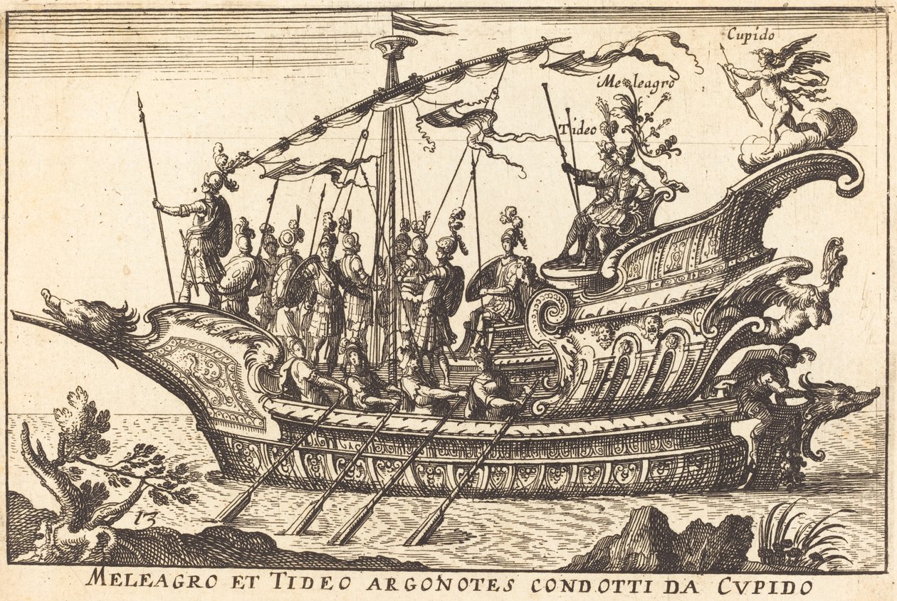 Meleager és Tydeus Ámorhoz vezette az argonautákat alkotó: Balthasar Moncornet after Remigio Cantagallina