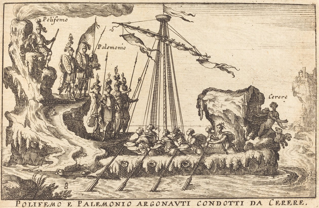 Polyphemus és Palemonio Argonauti Ceres vezetésével alkotó: Balthasar Moncornet after Remigio Cantagallina