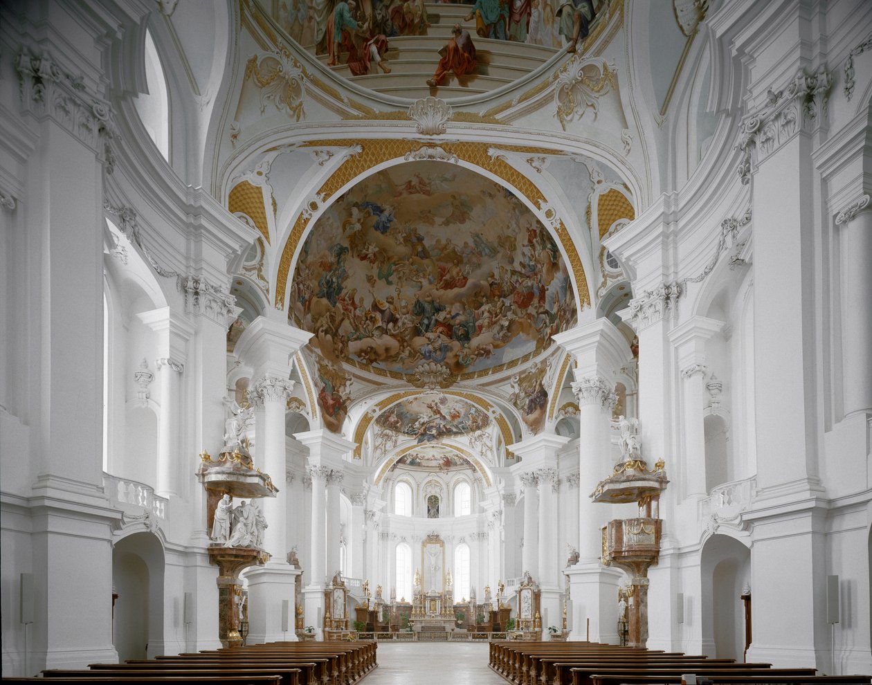 A kolostortemplom belső képe, Johann Balthasar Neumann (1687-1753) építész, Neresheim, Németország alkotó: Balthasar Neumann