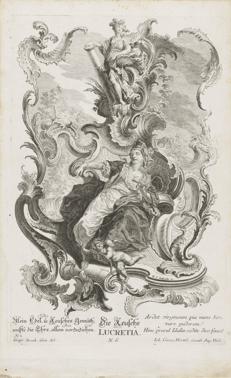 A tiszta Lucretia Die Chosen Lucretia (cím a tárgyon) Allegorikus figurák (sorozat címe) alkotó: Balthasar Sigmund Setletzky