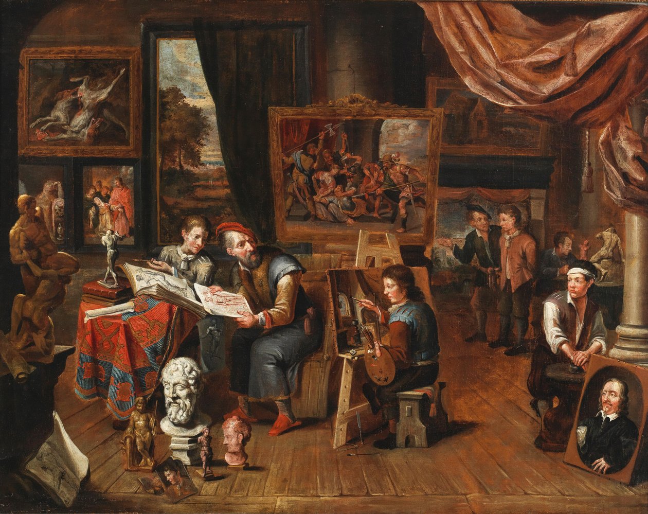 Egy művész műterme alkotó: Balthasar van den Bossche