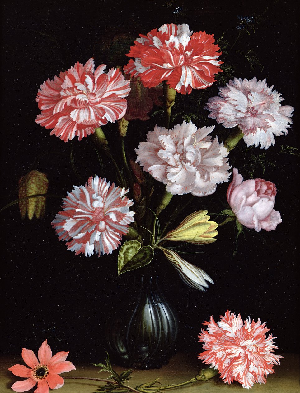 Virágtanulmány: Szegfű vázában (olaj a táblán) alkotó: Balthasar van der Ast