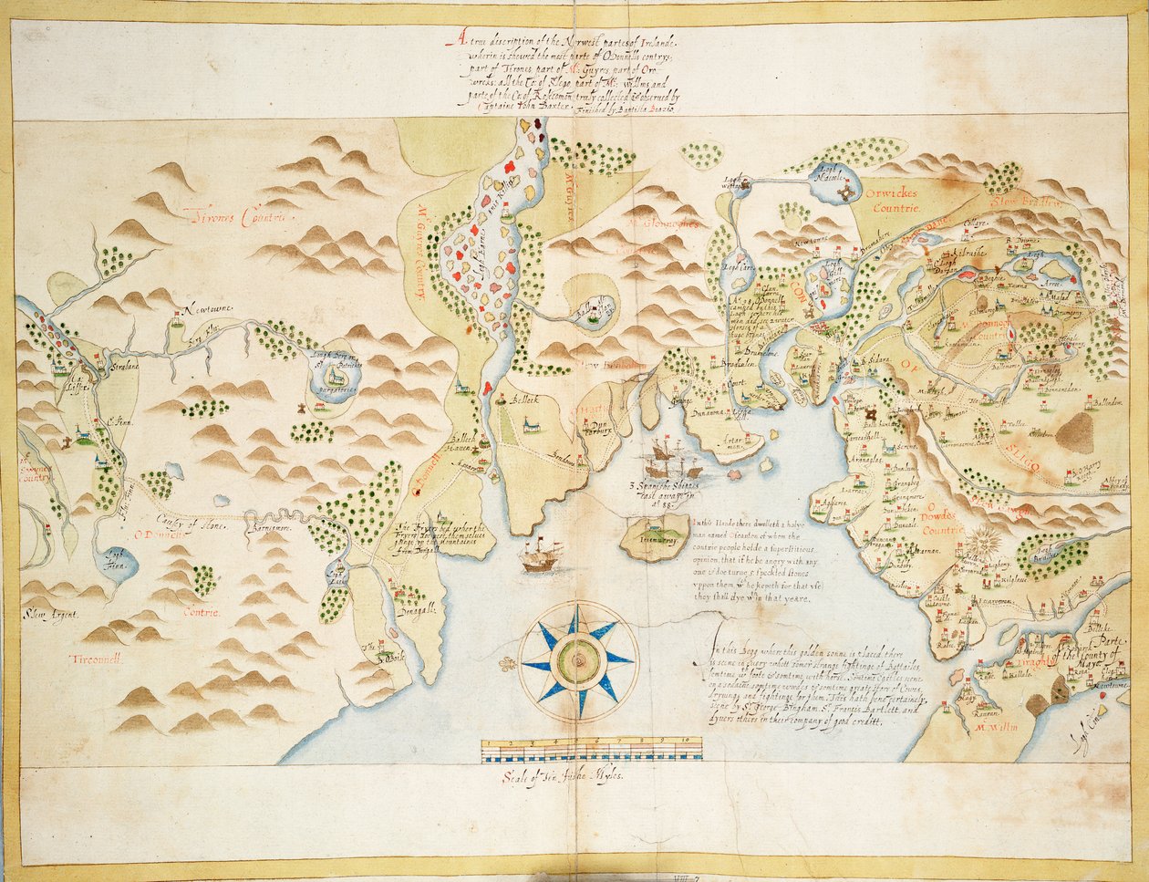 Donegal és Sligo öblök, Írország, 1600 körül (vászon, papír) alkotó: Baptista Boazio