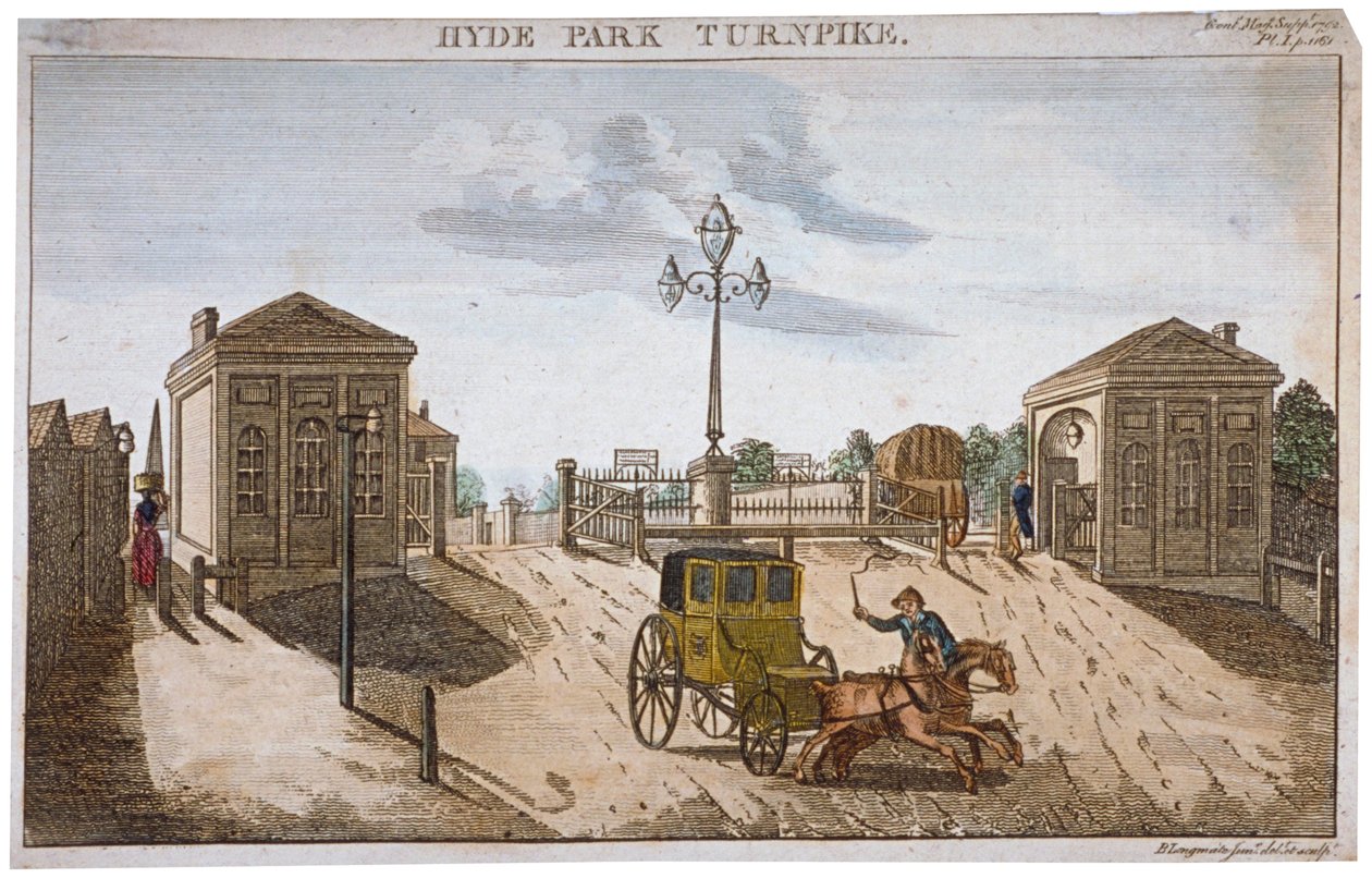 Kilátás a Hyde Park Corner Turnpike-ra, Westminster, London, 1792. alkotó: Barak Longmate Jr