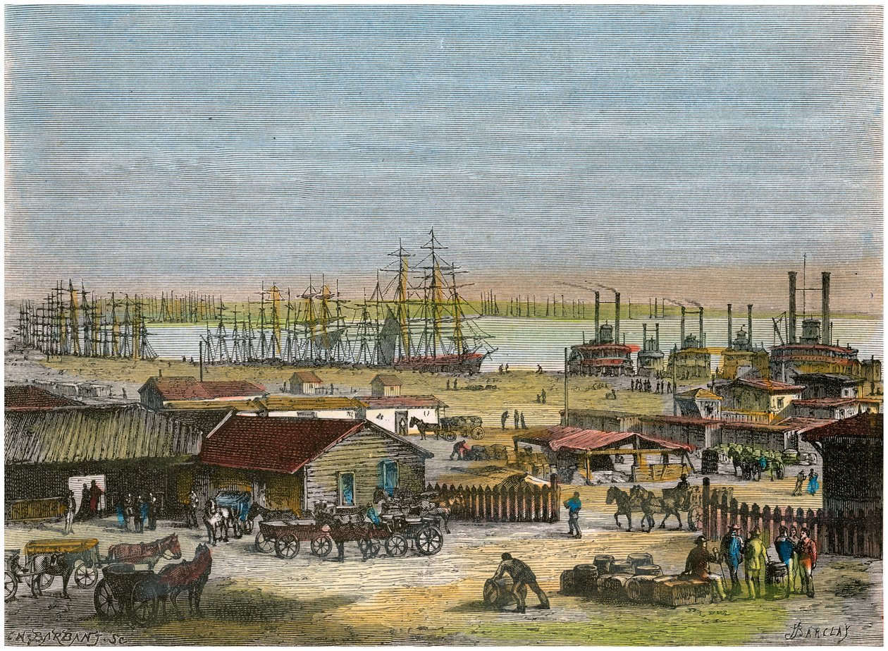 Mississippi River, New Orleans, Louisiana, USA, 1880 körül alkotó: Barbant
