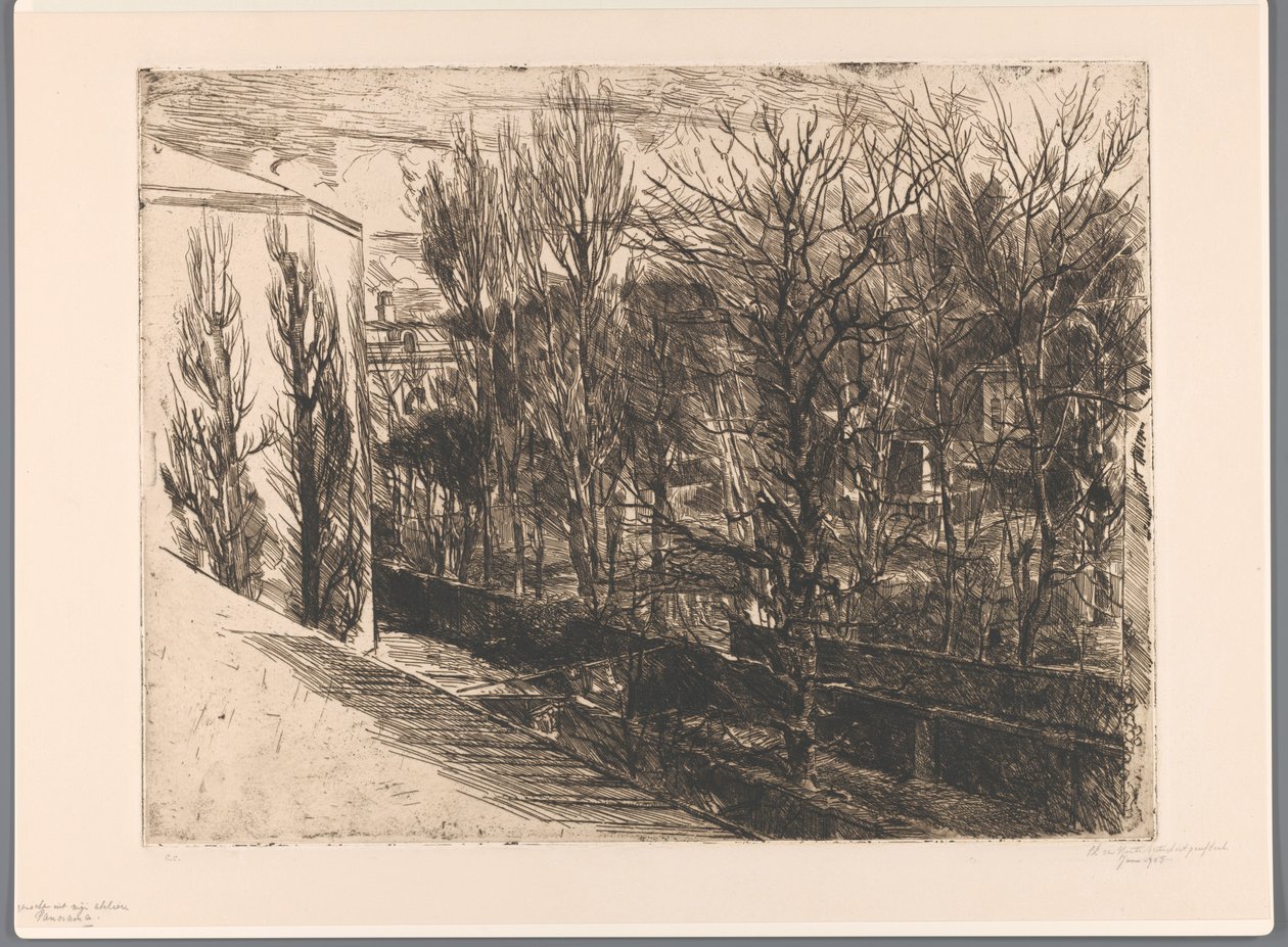 Kilátás a stúdiómból (eredeti cím az objektumon) Panoráma (cím az objektumon) alkotó: Barbara Elisabeth van Houten (signed by artist)