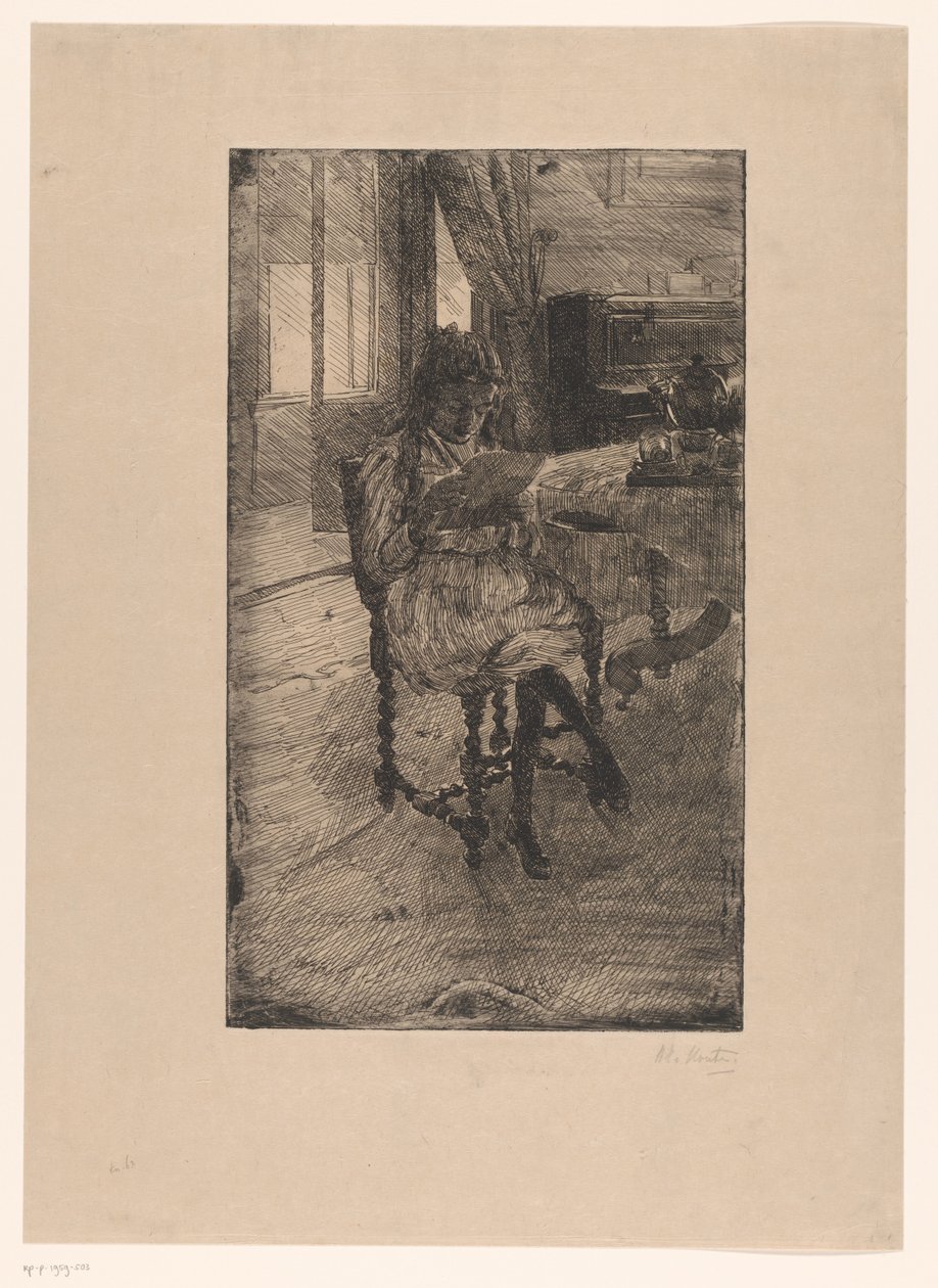 Olvasó fiatal nő alkotó: Barbara Elisabeth van Houten (signed by artist)