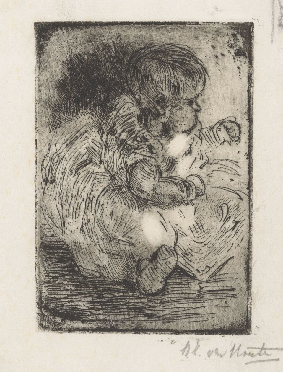 Portré H.W. Mouton kisbabaként alkotó: Barbara Elisabeth van Houten (signed by artist)