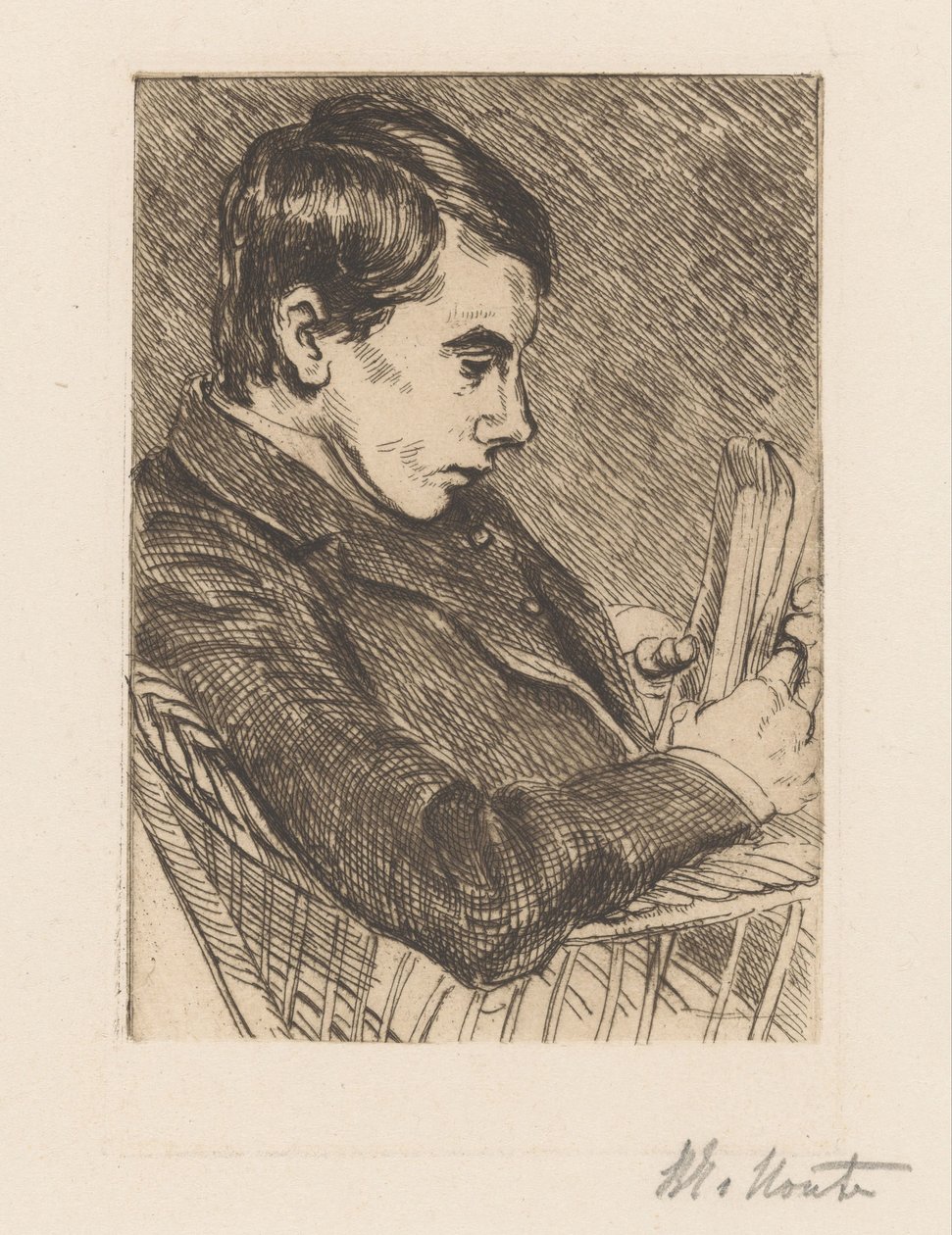 Portré H.W. Mouton könyvvel alkotó: Barbara Elisabeth van Houten (signed by artist)