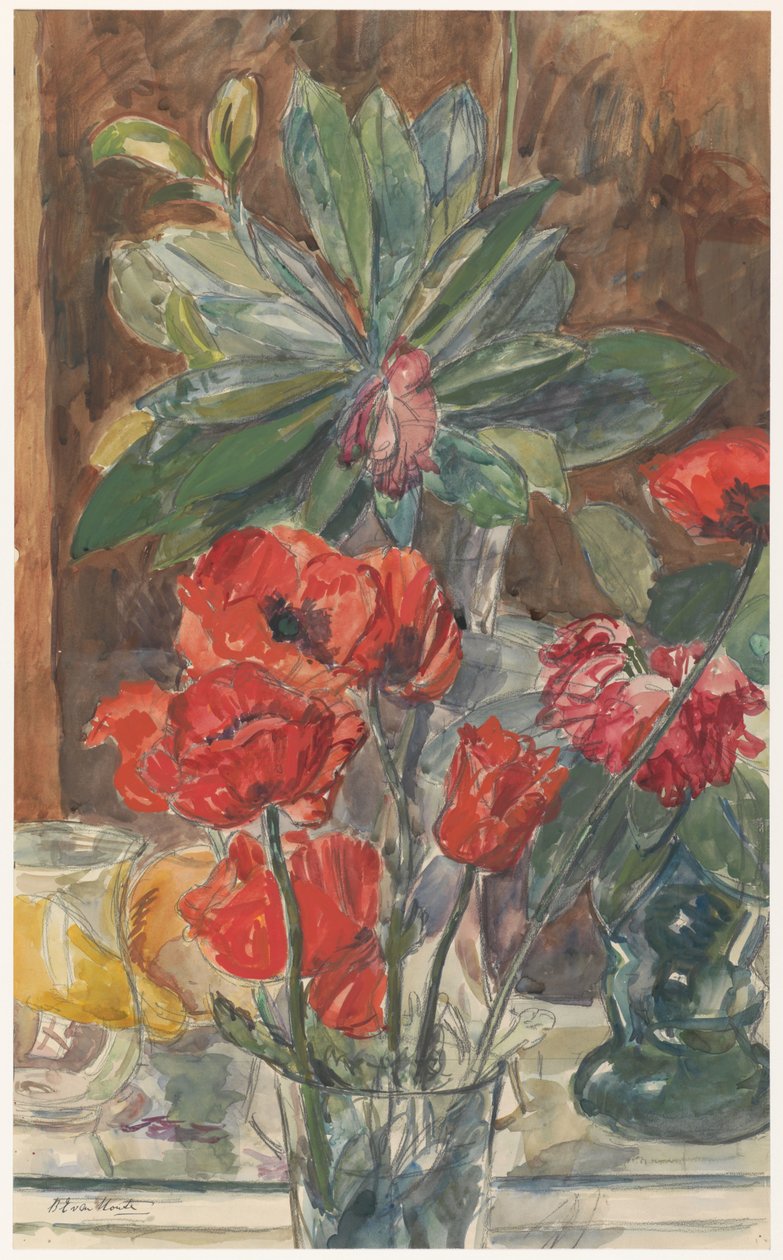 Pipacsok és rododendronok virágvizsgálata alkotó: Barbara Elisabeth van Houten