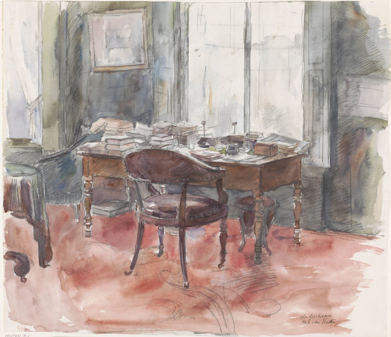 Az íróasztal S. van Houten úr dolgozószobájában, a hágai Riouwstraat 6. szám alatti házban alkotó: Barbara Elisabeth van Houten