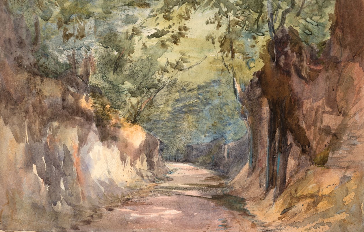 A Scalands Gate bejárata (akvarell és grafit szőtt papíron) alkotó: Barbara Leigh Smith Bodichon