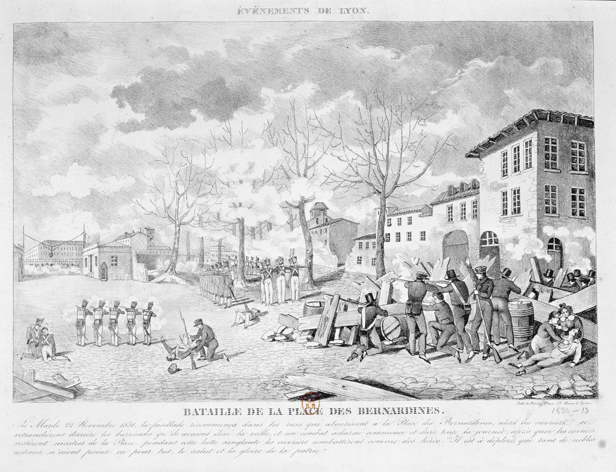 A lyoni selyemmunkások lázadása, 1831. november 22., 1832 alkotó: Bardoz