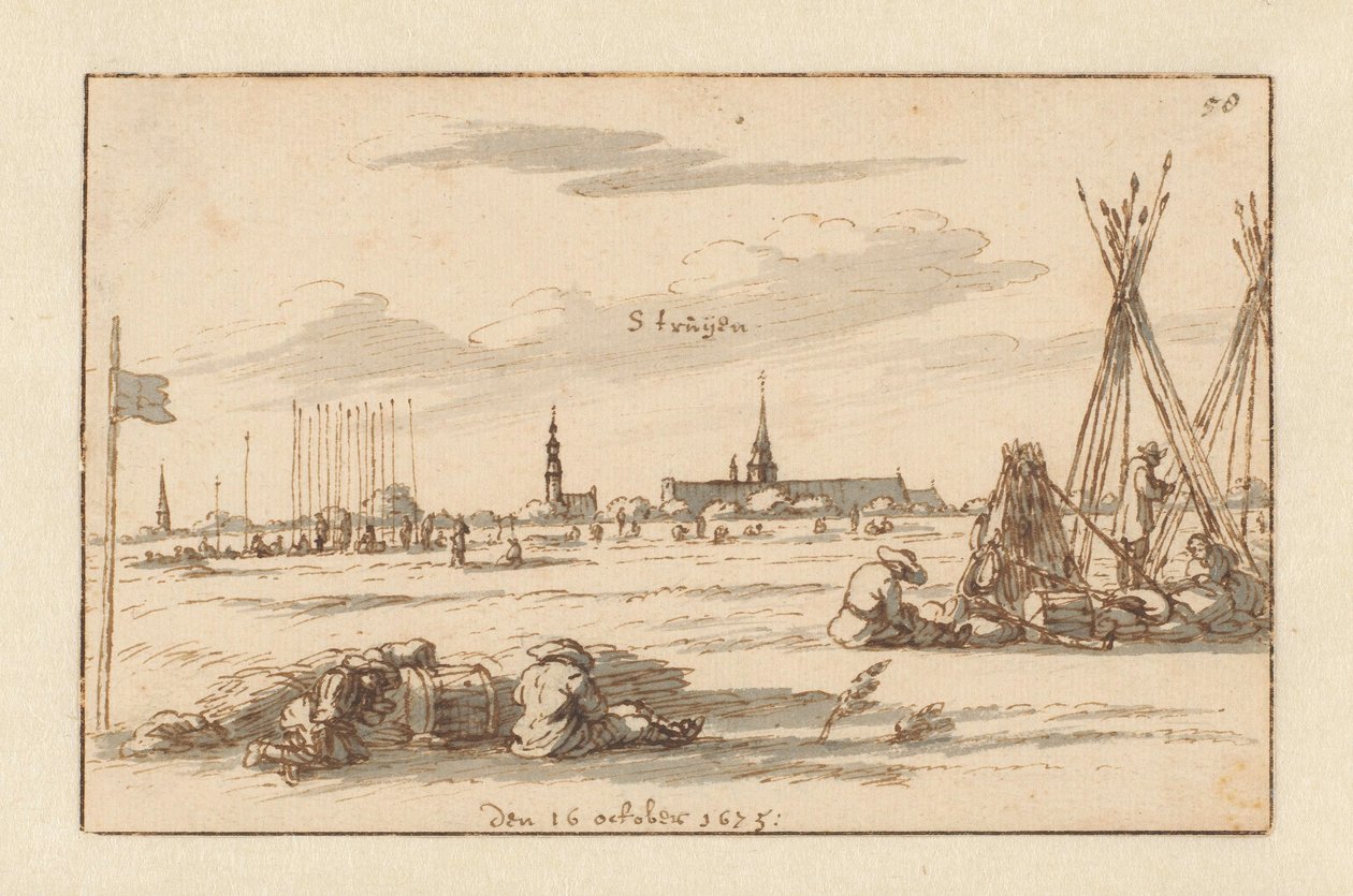 Willem III hadseregének tábora Sint-Truiden közelében, Limburgban alkotó: Barend Klotz (attributed to)
