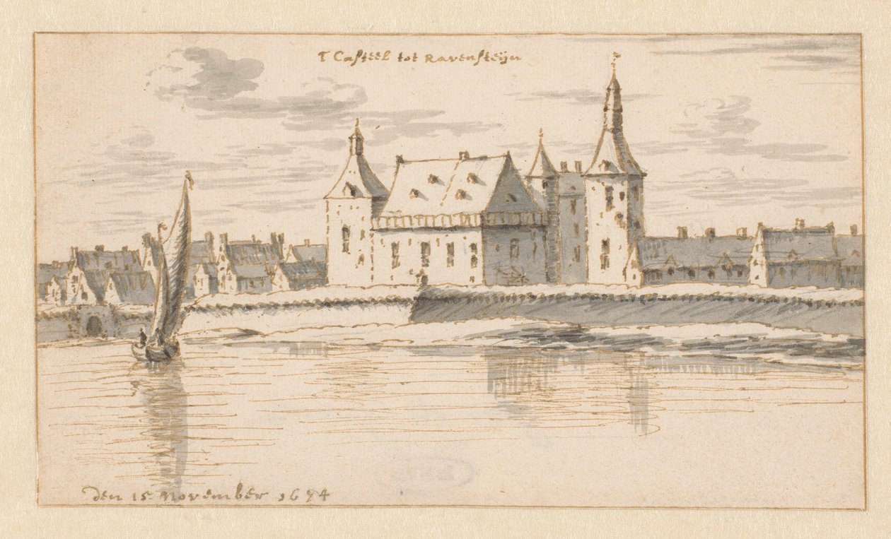 Kilátás a ravensteini kastélyra, Észak-Brabantban alkotó: Barend Klotz (attributed to)