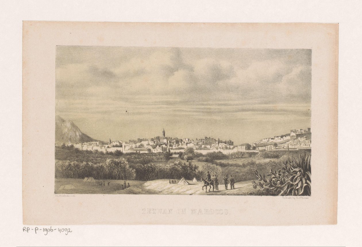 Tetouan kilátása Marokkóban Tetouan Marokkóban (cím a tárgyon) alkotó: Barend Leonardus Hendriks