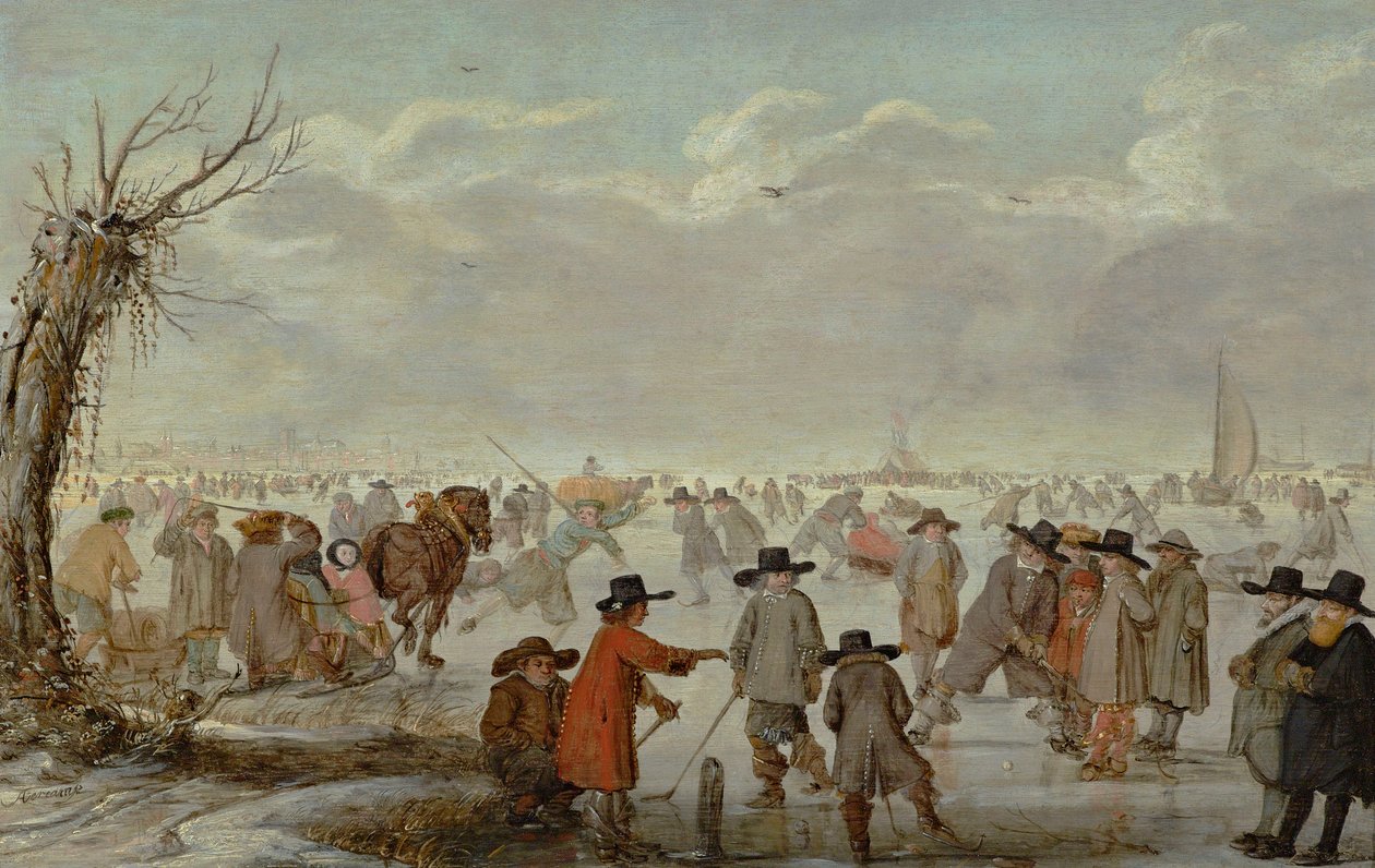 Játékok a jégen 1654 (Olaj, tábla) alkotó: Barent Avercamp