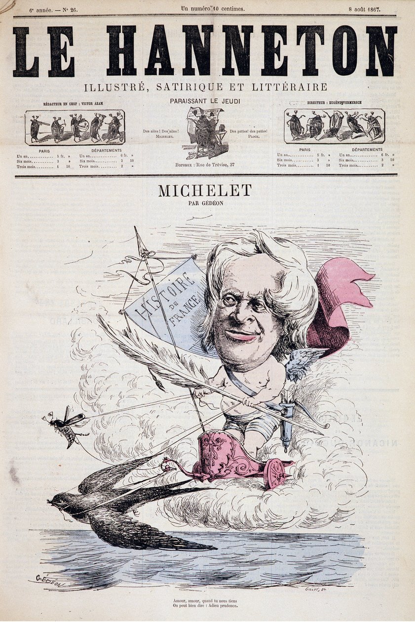 Jules Michelet rajzfilm – Gedeon a „Le Hanneton” című filmben, 1867.08.08. alkotó: Baril Gedeon