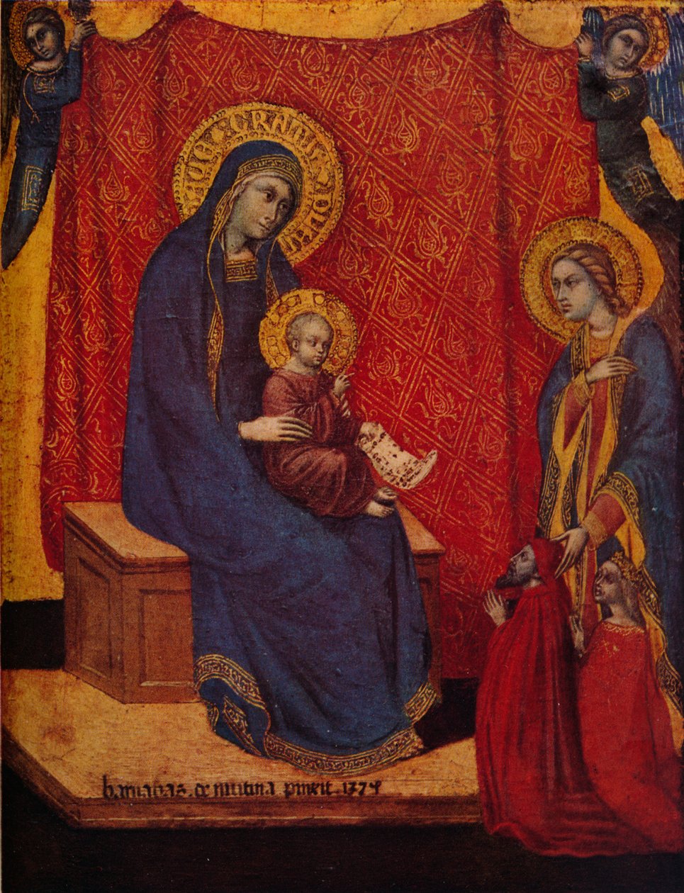 A Madonna trónoló és két adományozó az imádatban, 1374 alkotó: Barnaba da Modena