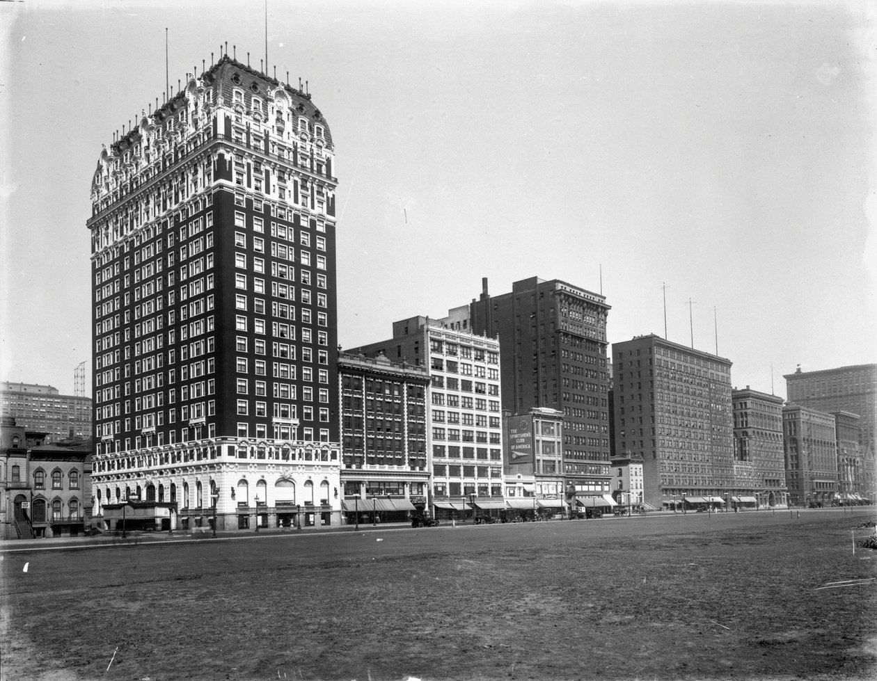 Épületek a Michigan Avenue-n a Balbo Streettől a Van Buren Streetig, Chicago, Illinois, USA, 1905 körül (f/w fotó) alkotó: Barnes and Crosby