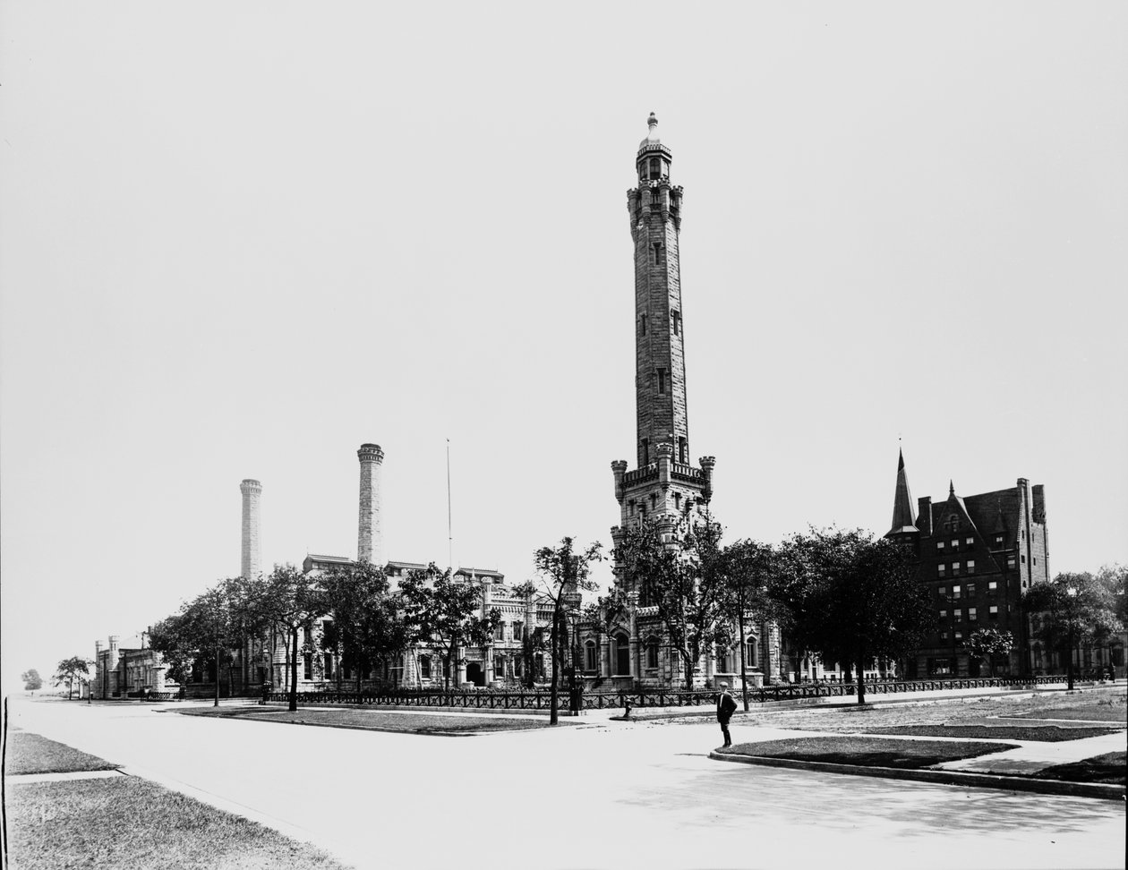 Chicago Water Tower, Chicago, Illinois, USA, 1900 körül (f/w fotó) alkotó: Barnes and Crosby