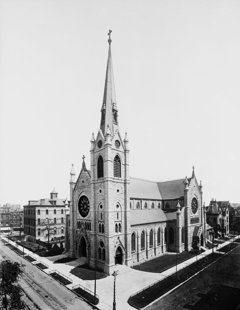 Holy Name Cathedral, Chicago, Illinois, USA, 1895 körül (f/w fotó) alkotó: Barnes and Crosby