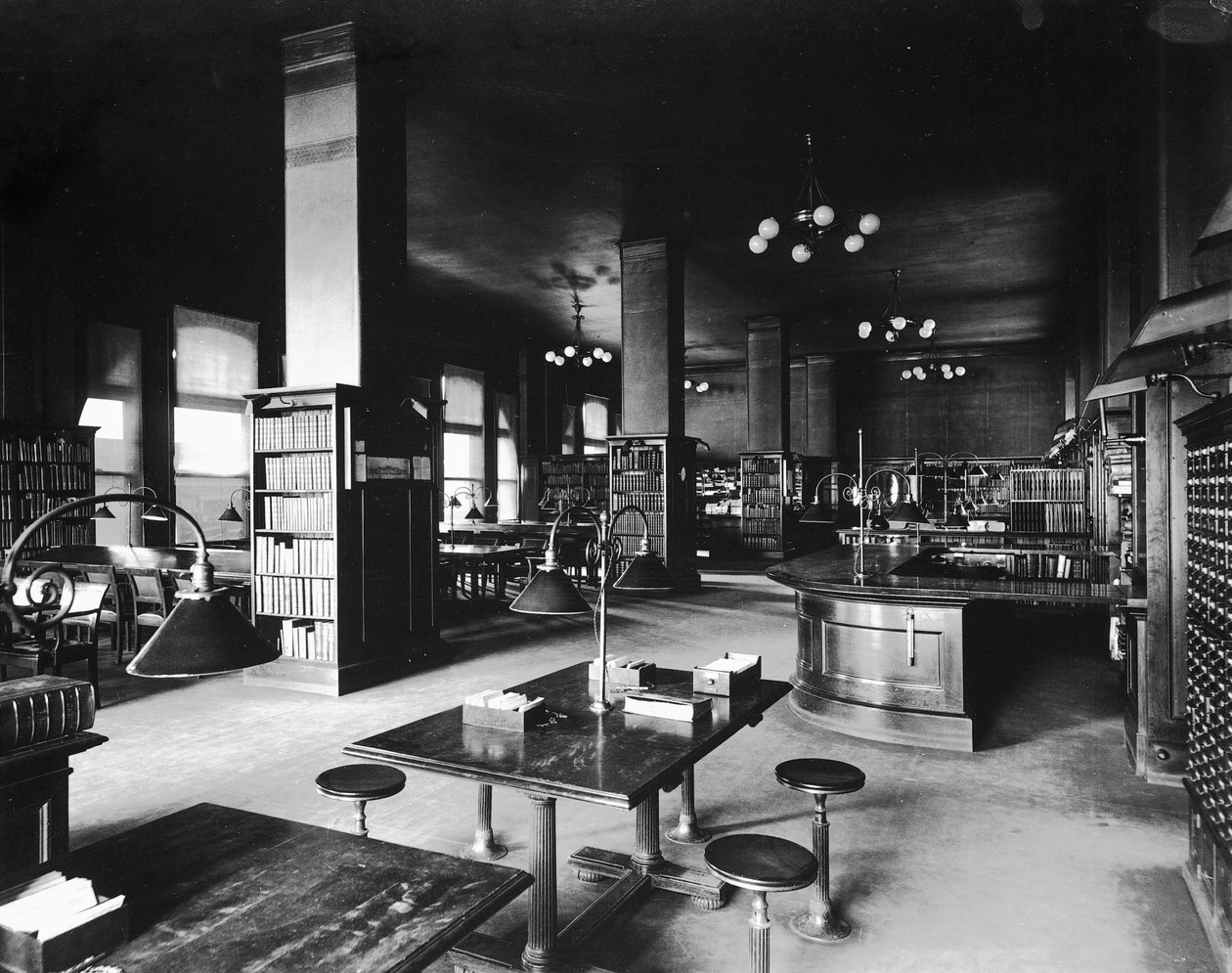 John Crerar Library, Chicago, Illinois, USA, 1900 körül (f/w fotó) alkotó: Barnes and Crosby