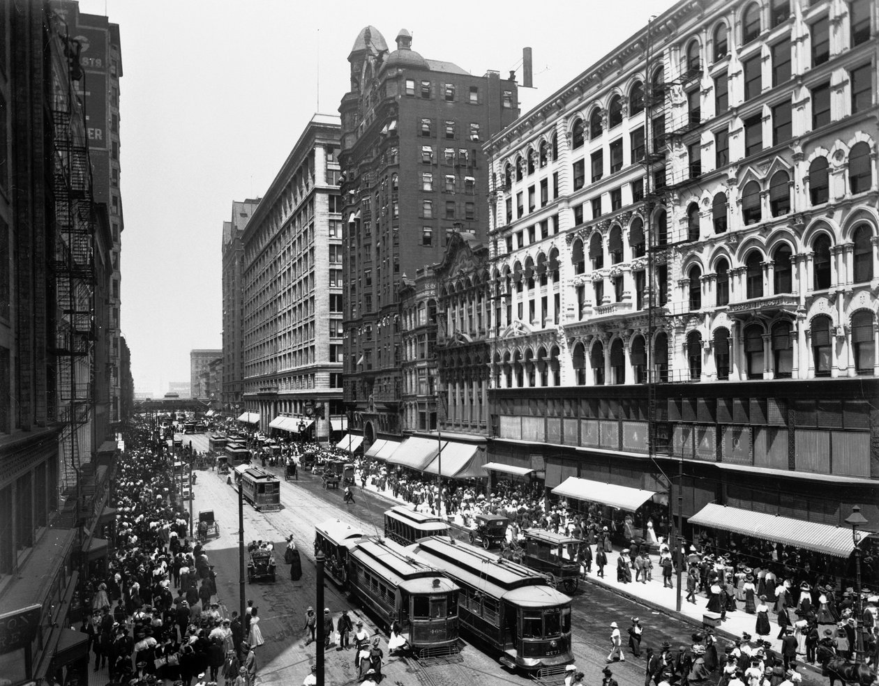 State Street, Chicago, Illinois, USA, 1907 körül (f/w fotó) alkotó: Barnes and Crosby