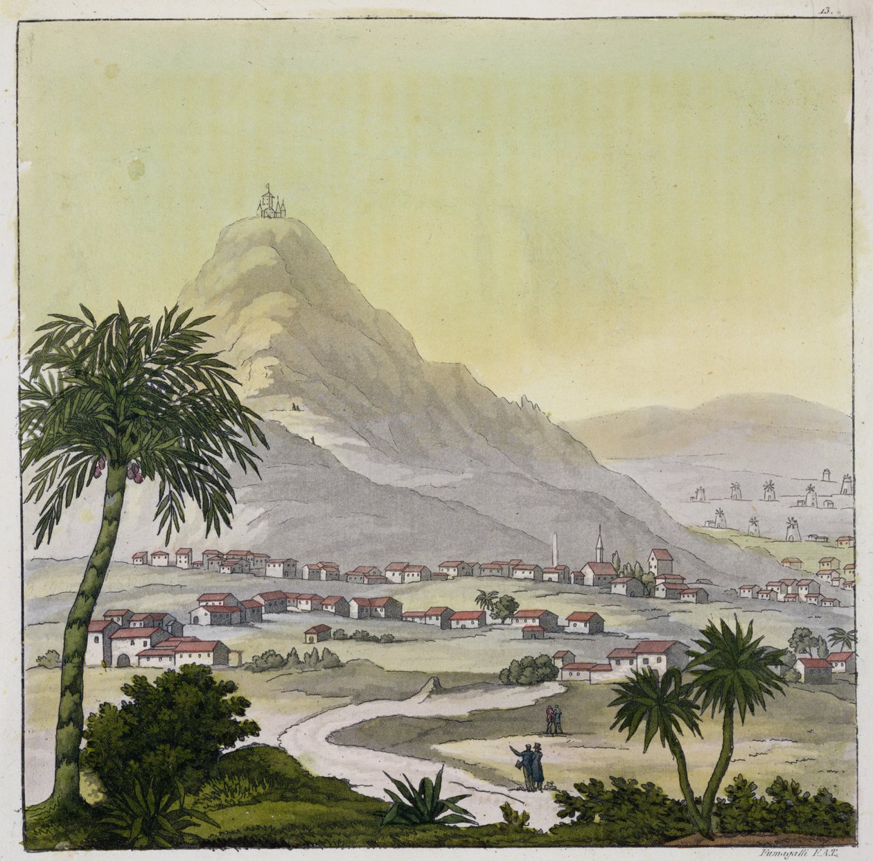 A perui Lima városának képe Jules Ferrario „Le Costume Ancien et Moderne” II. kötetének 13. táblájáról, Paolo Fumagalli metszetében, az 1820-as és 30-as évek körül megjelent alkotó: Baron Friedrich Alexander von Humboldt