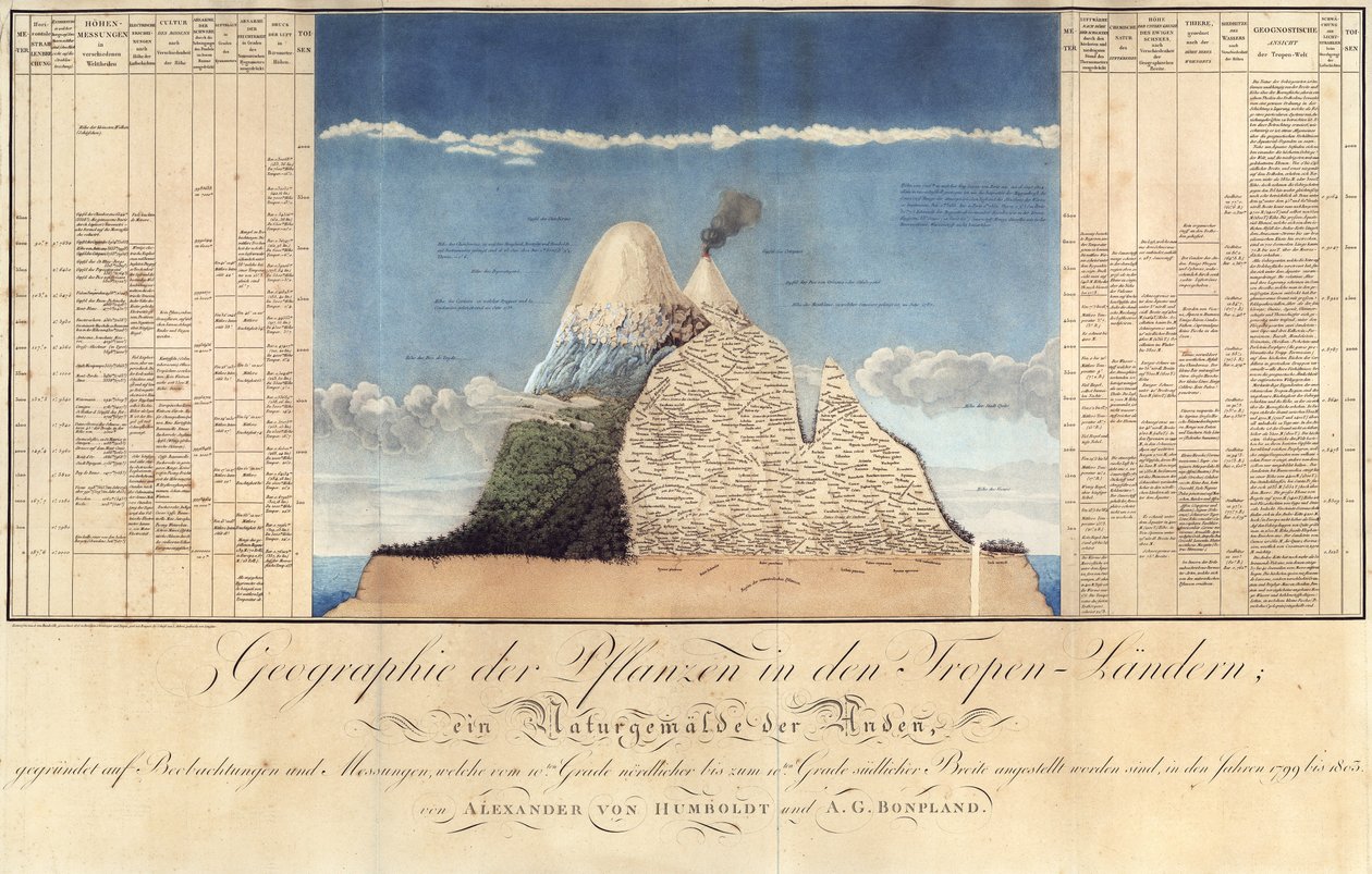 Növényföldrajz a trópusi országokban, Tanulmány az Andokról, rajzolta Schoenberger und Turpin, nyomta Langlois, Párizs alkotó: Baron Friedrich Alexander von Humboldt