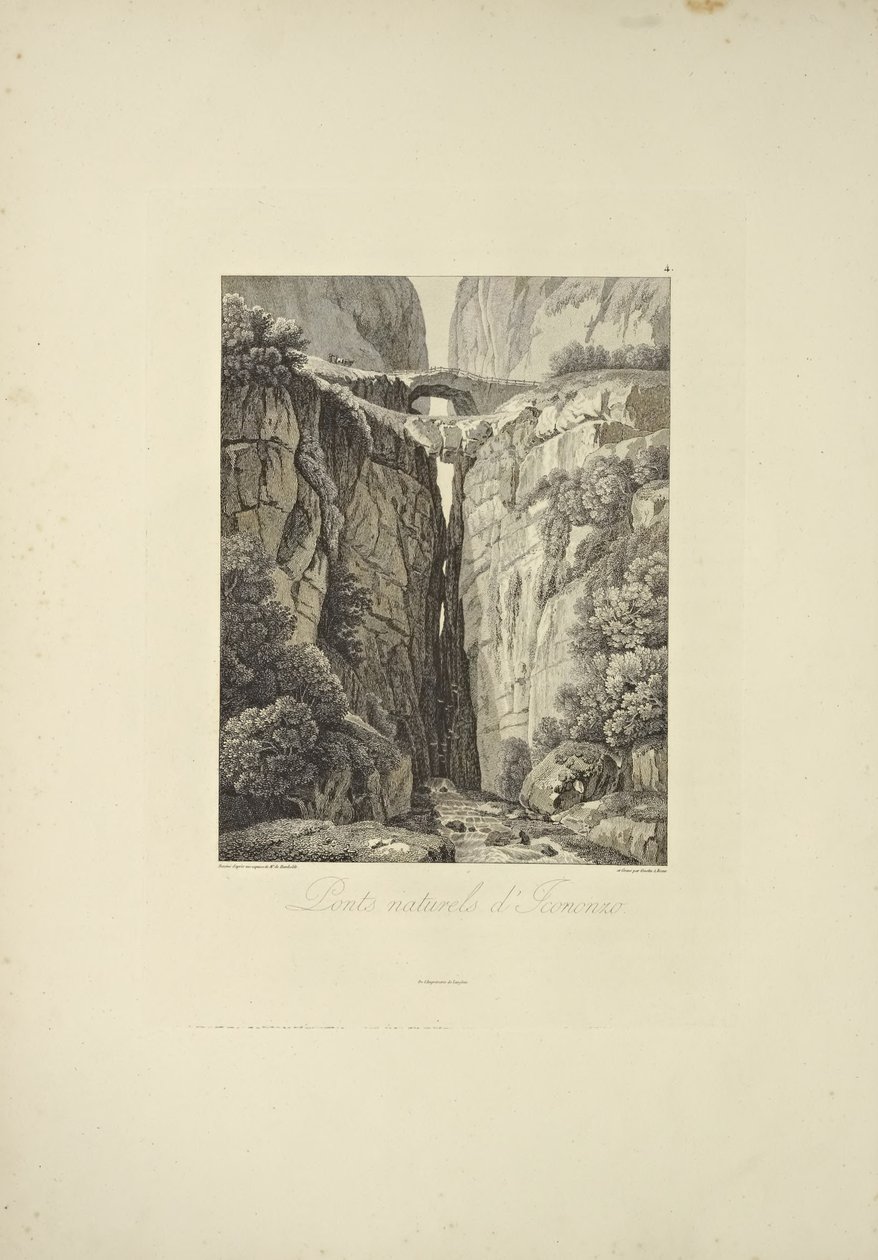 Icononzo természetes hídjai, Alexander von Humboldt és Aime Bonpland "Kordillerák és Amerika őslakosainak emlékművei" című illusztrációja, 1813 alkotó: Baron Friedrich Alexander von Humboldt