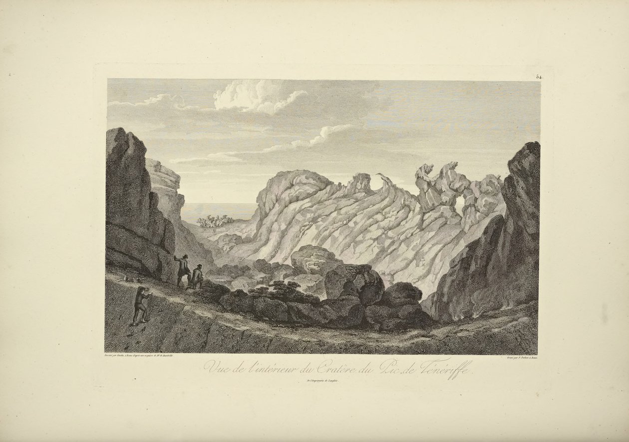 A Tenerife-csúcs kráterének belső képe, Gmelin rajza, illusztráció a "Kordillerák és az amerikai őslakosok emlékművei" című művéből, Alexander von Humboldt és Aime Bonpland, 1813 alkotó: Baron Friedrich Alexander von Humboldt