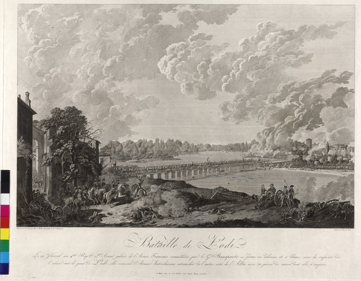 Lodi csata 1796 (rézmetszet) alkotó: Baron Louis Albert Bacler d
